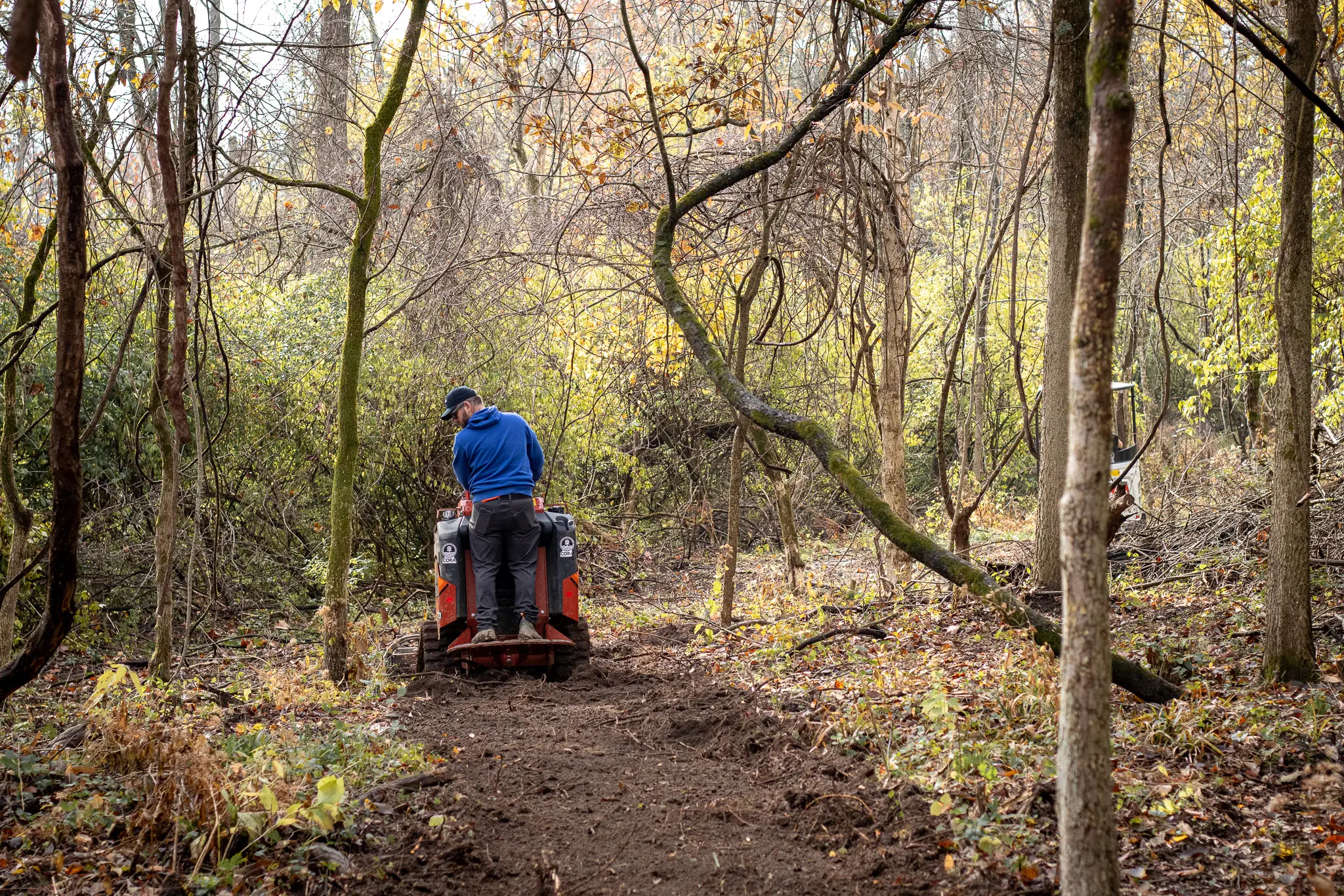 ODNR cutting trail at the CORA Trail Weekend at Stonelick State Park